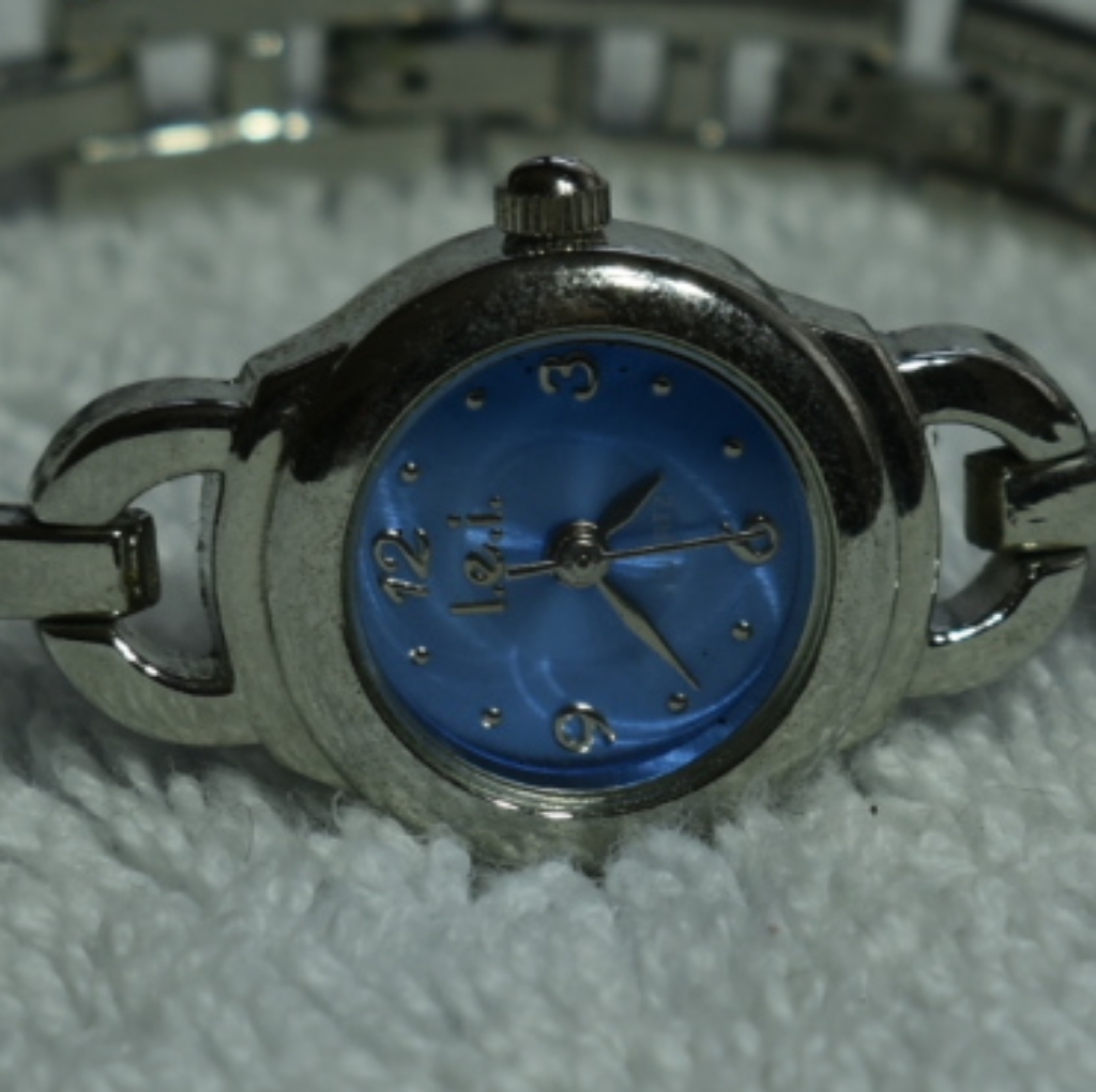 Lovely Lei Stainless Steel Quartz Watch With Sky Blue Face